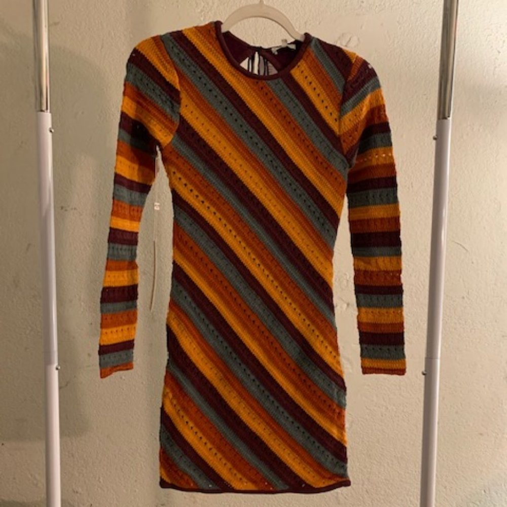 Ronny Kobo Collection Multicolor Striped Midi Dress